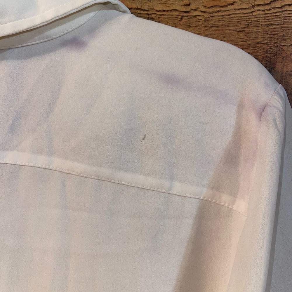 White House Black Market sheer button up ruffle blouse - Picture 10 of 10